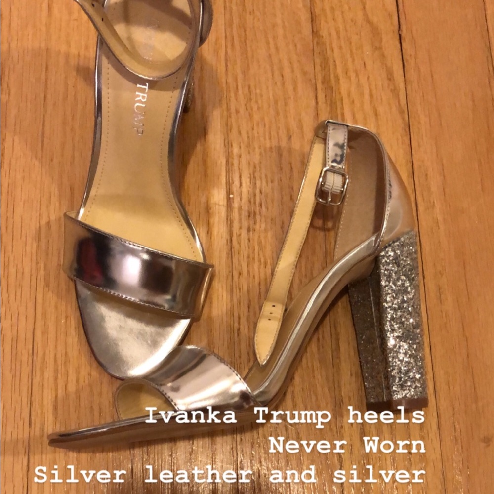 Ivanka Trump metallic silver glitter heels
